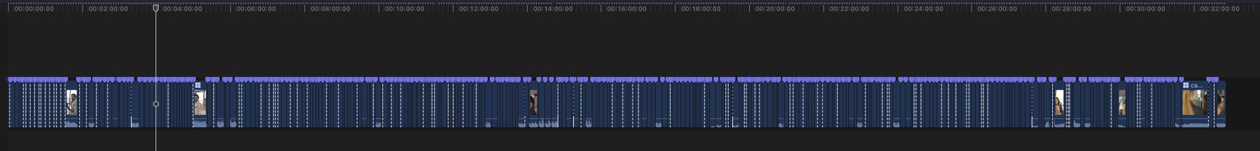 Timeline do Final Cut Pro com os cortes gerados pelo EditorWed
